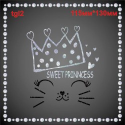 Глиттерная термоаппликация "Кошка sweet princess". (4шт/л)