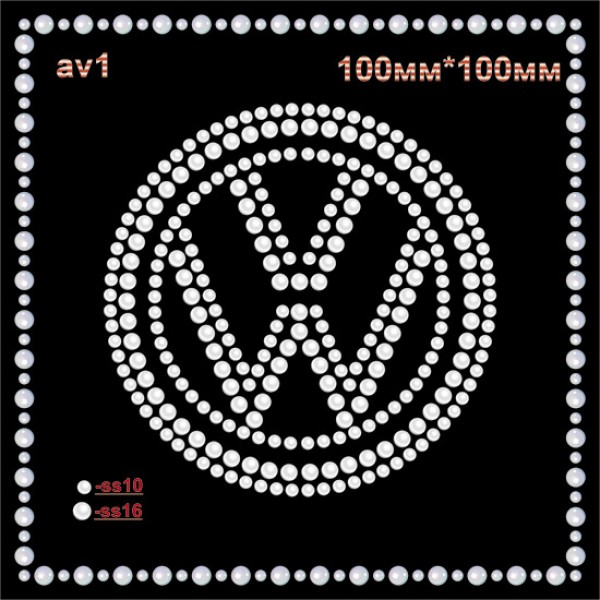 Логотип из страз "Volkswagen" (4шт/л).