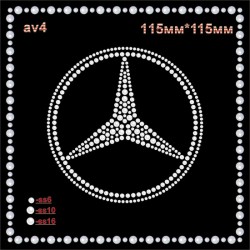 Логотип зі страз "Mercedes" (4шт/л).