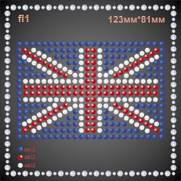 "Флаг Британии" из страз (2шт/л).
