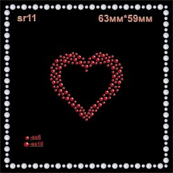 Термоаплікація зі страз "Серце" (12шт/л).