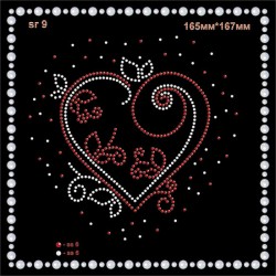 Термоаплікація зі страз "Серце розсип" (2шт/л).